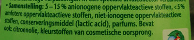 Afwasmiddel: Green Lemon - Ingrédients - nl