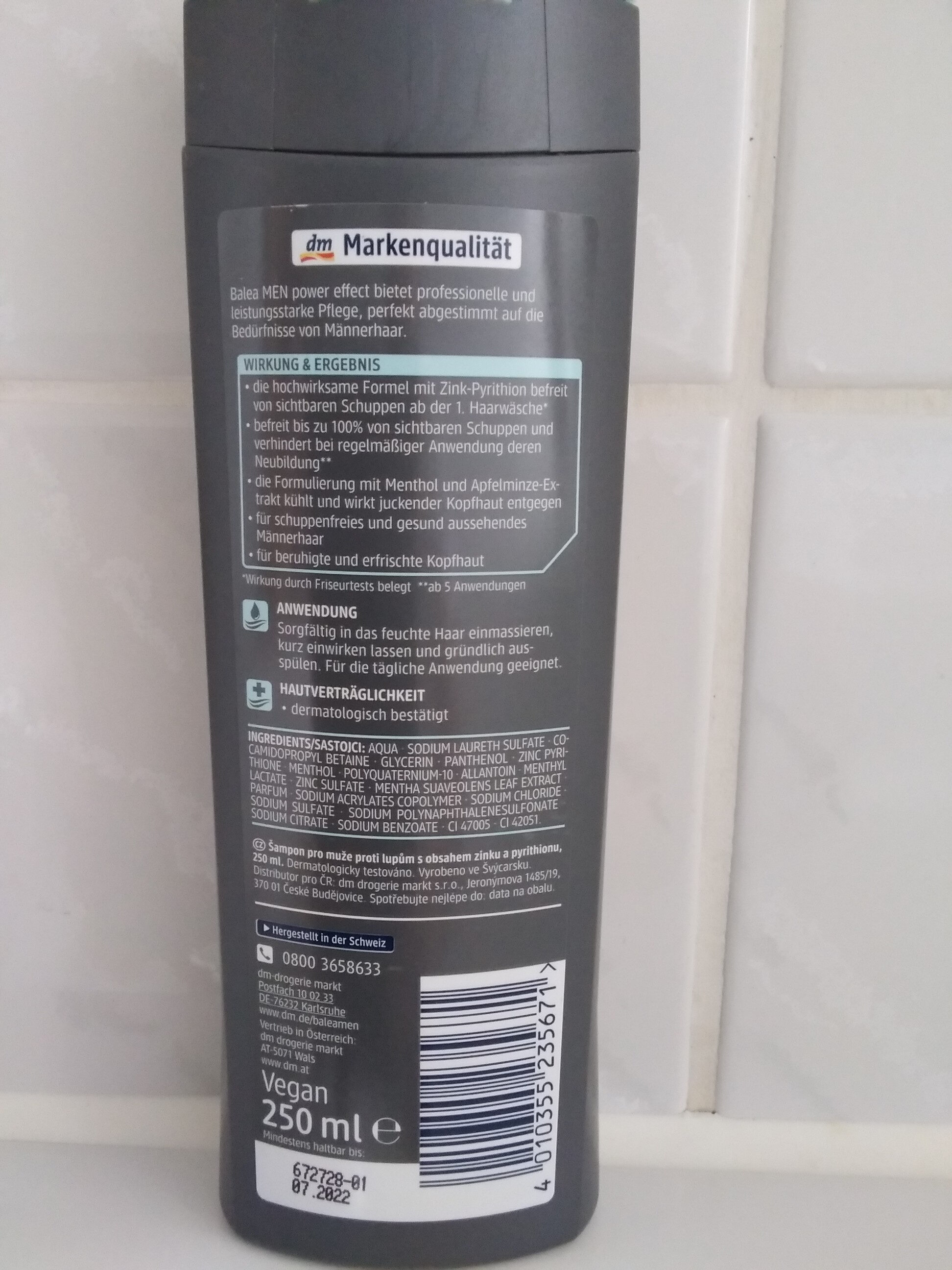 Balea Men Power Effect Anti Schuppen Shampoo 250 Ml
