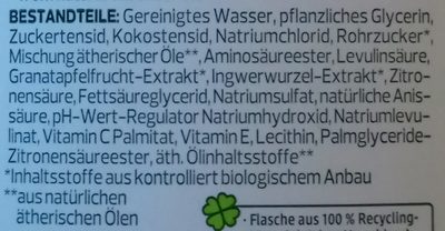 Pflege-Dusche Bio-Granatapfel Bio-Ingwer - Inhaltsstoffe - de