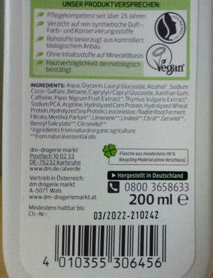 alverde coffein shampoo - Ingredients - de