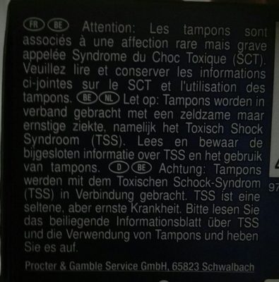 Tampax Compack De - 原材料