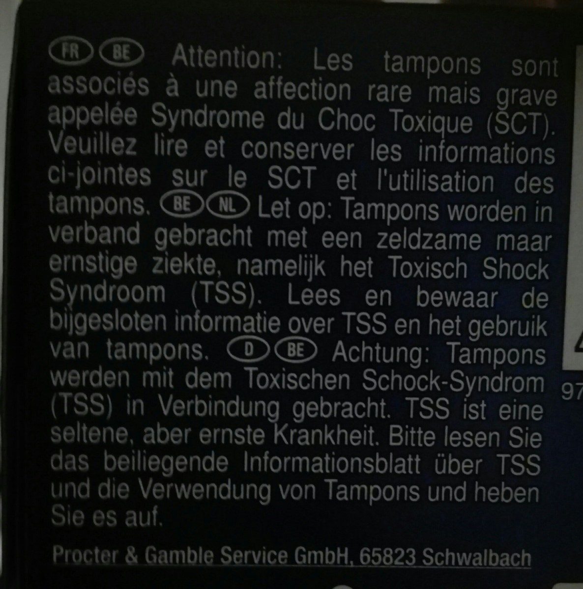Tampax Compack De - 原材料 - fr