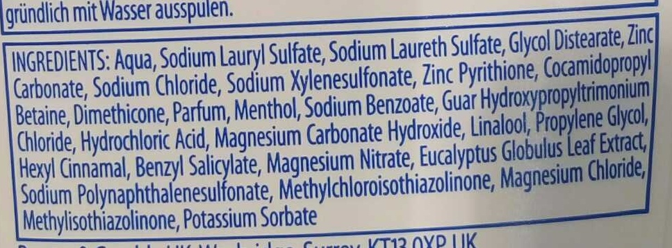 Shampooing antipelliculaire anti-démangeaisons eucalyptus - Ingredientes - fr