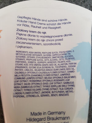Kräuter Hand Creme - Ingredients - de