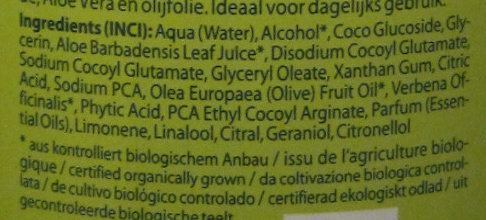 Shampoing Logona BIO Aloe + Verveine Daily Care - Ingredients - fr