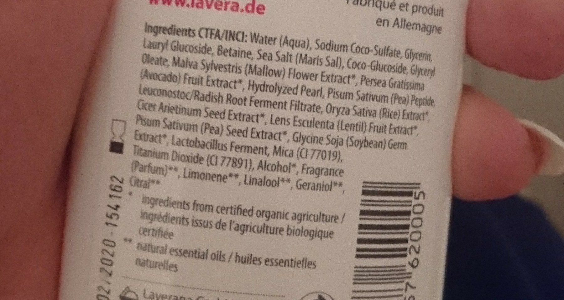 Shampooing éclat & Souplesse Bio Fleurs De Mauve & Extrait De Perle - 250ML - Lavera Hair - Ingredients - fr