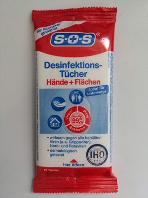 SOS Desinfektionstücher Hände + Flächen - 1