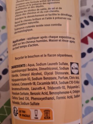 shampooing 2 en 1 apres soleil - Ingredientes