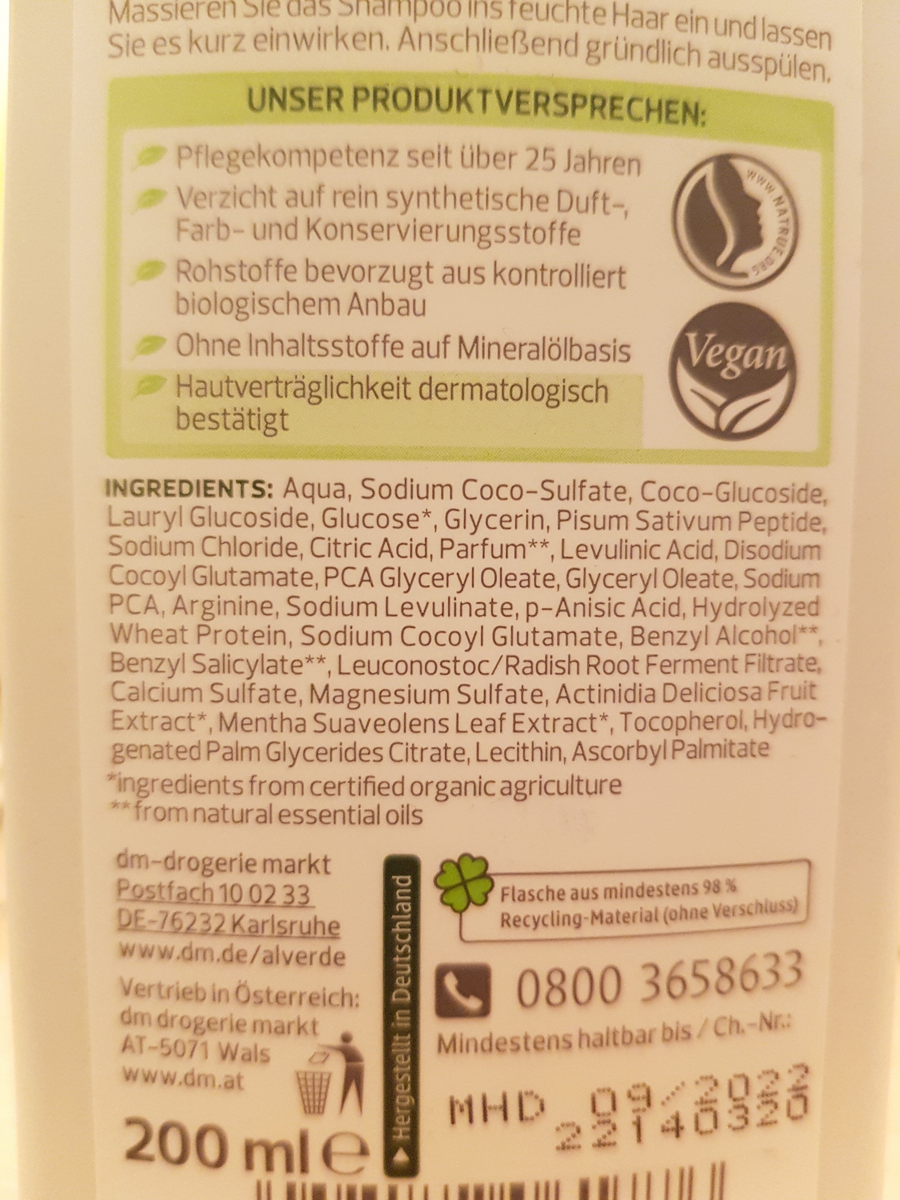 Volumen-Kick Shampoo Bio-Kiwi Bio-Apfelminze - Ingredients - de
