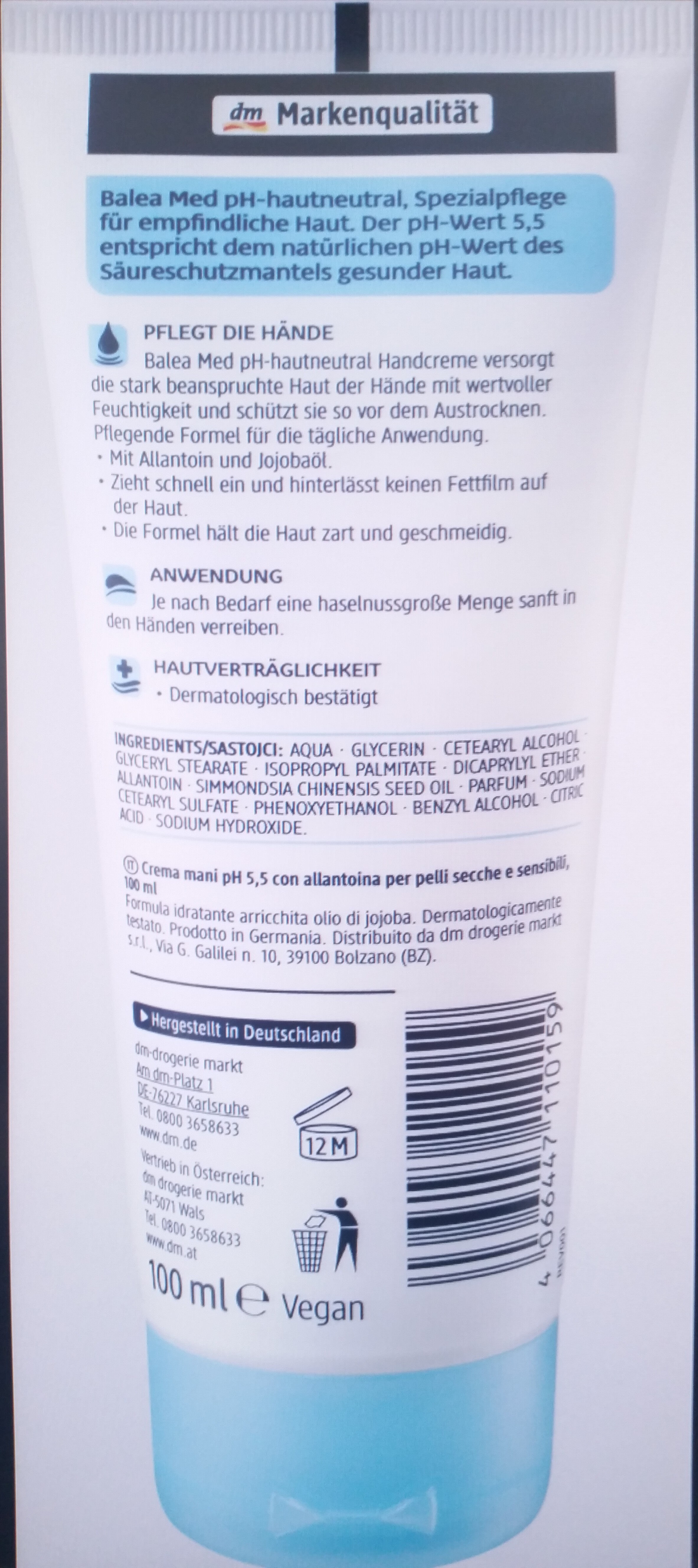 Balea MED - pH 5,5 Hautneutral - Handcreme mit Allantoin - Product - en