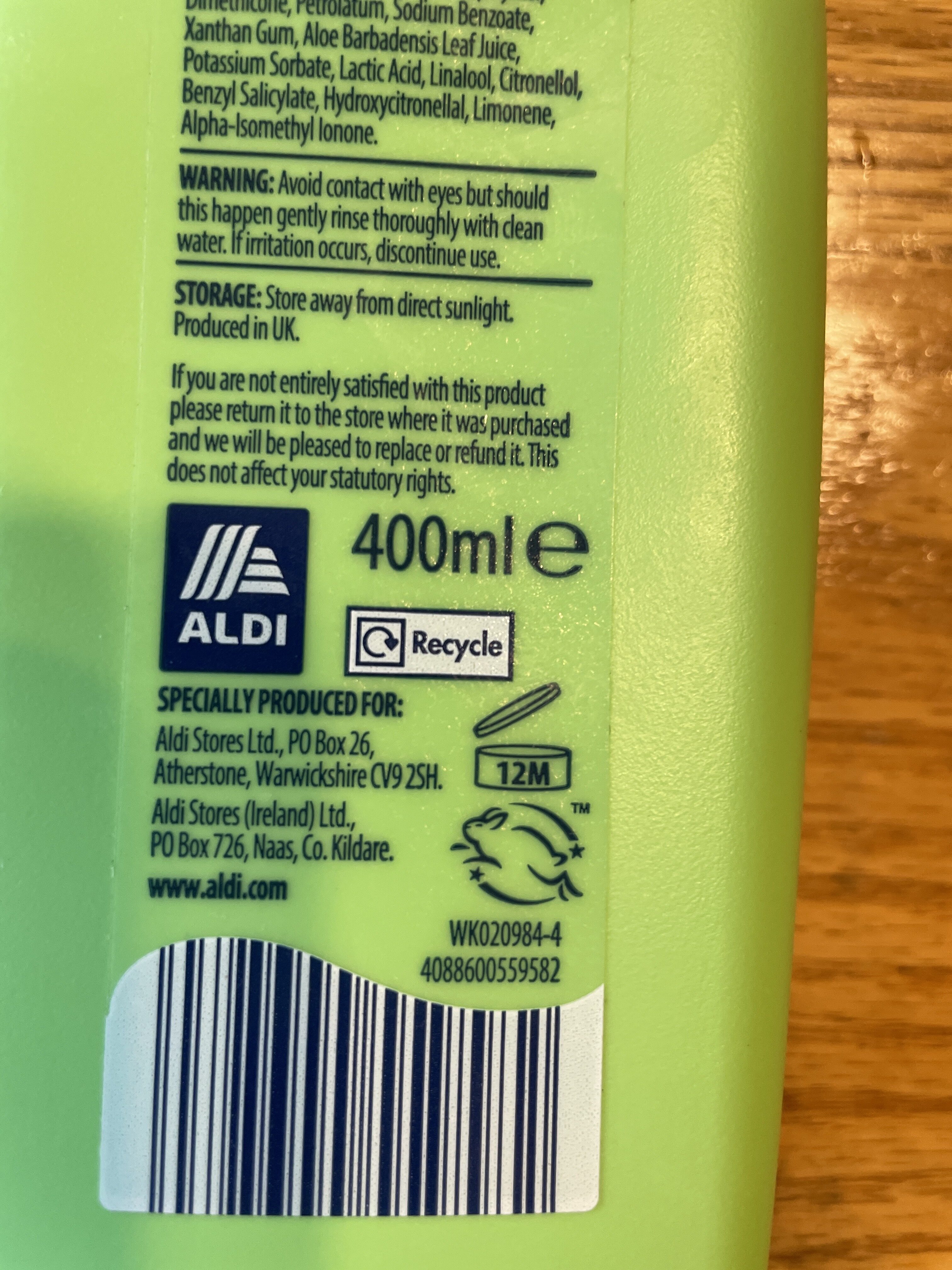 Aloe Nourish Body Lotion - Instruction de recyclage et/ou information d'emballage - en