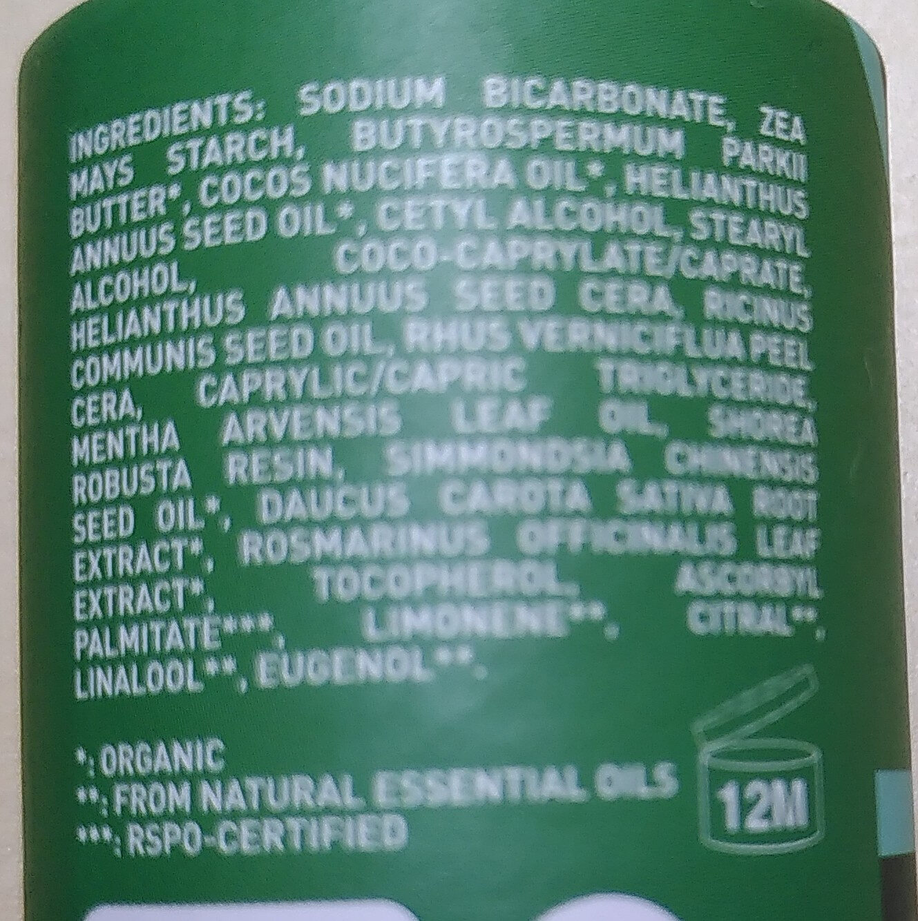 Natural Deodorant Mint - Ingrédients - de