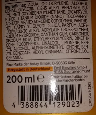 Sonnenmilch 30 Hoch - Ингредиенты - de