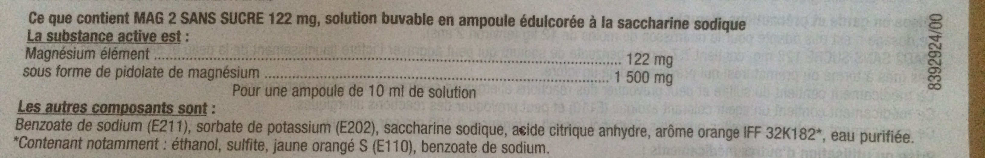 Mag 2 ampoules - Ingredients - fr