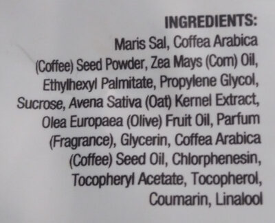 Coffee & Oat Scrub - Ingredients