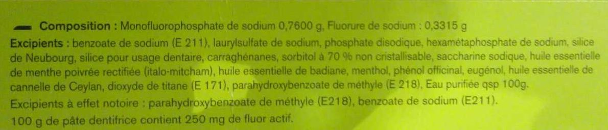 Fluocaril Bi-fluoré 250mg - Ingrédients - fr