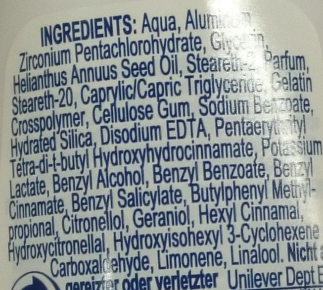 Rexona Déodorant Femme Bille Anti-Transpirant Invisible Aqua 50ml - Ingredients - fr