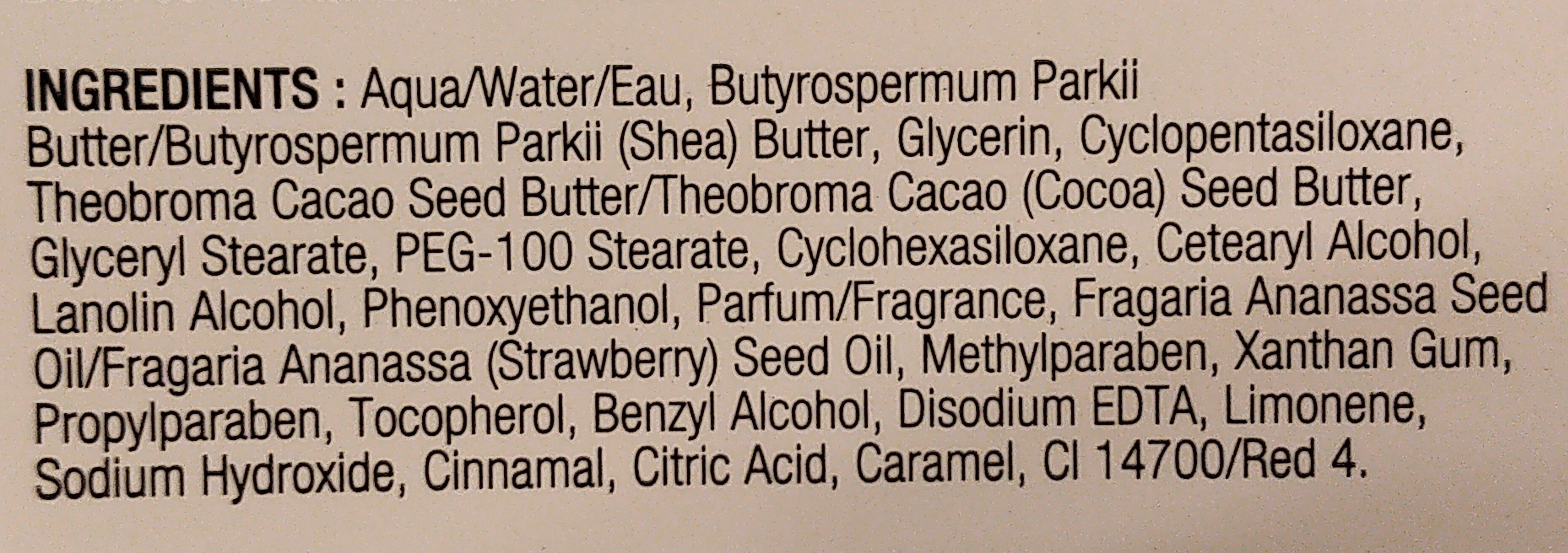 Strawberry Body Butter - Ingredientes - en