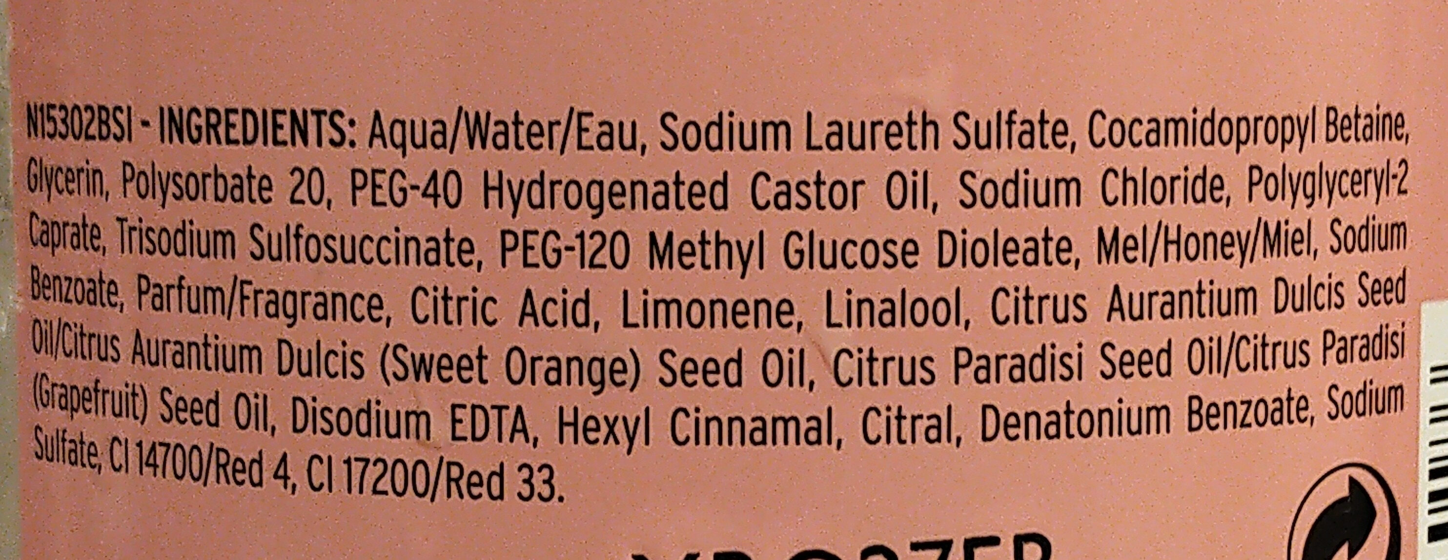 Pink Grapefruit Shower Gel - Ingredientes - en