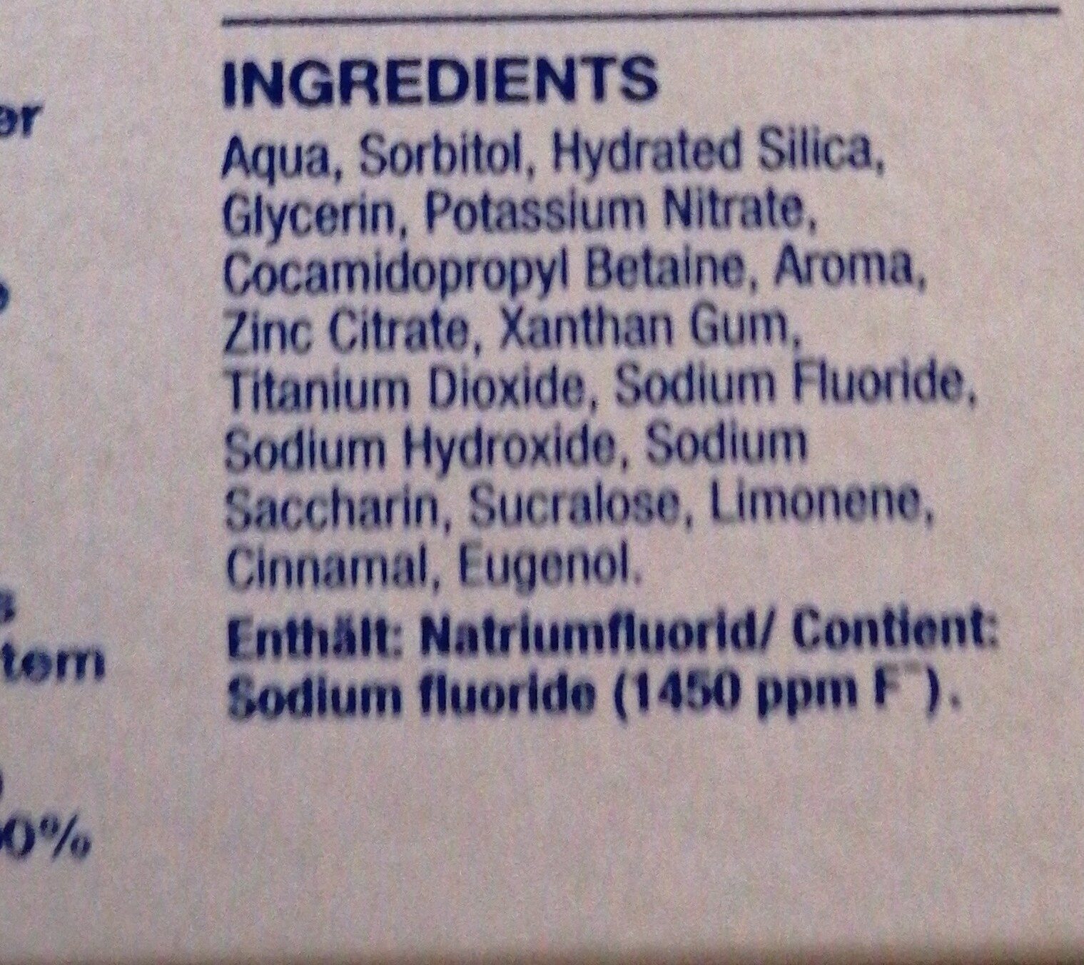 Zahnpasta - Ingredients - en