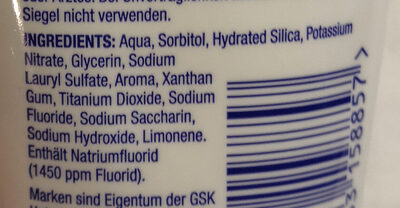 Sensodyne Sensitiv Extra Frisch Fluorid - Ингредиенты - de