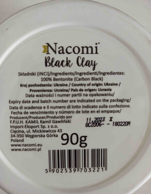 mascarilla de arcilla negra nacomi - Ingredients