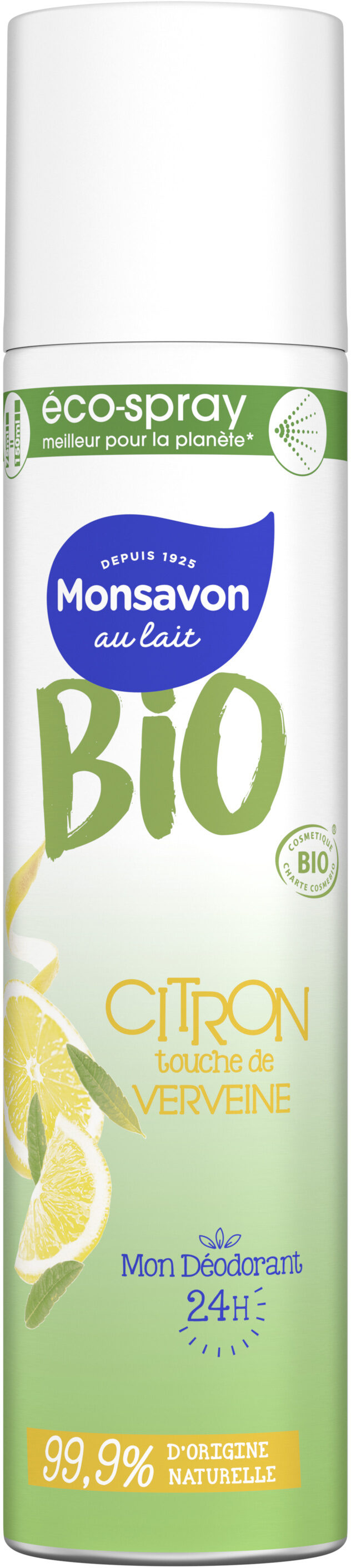 Monsavon Déodorant Spray Bio Citron Touche de Verveine 75ml - Produit - fr