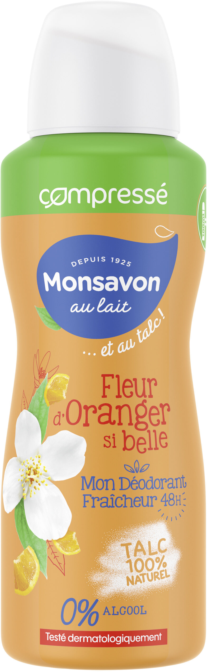 Monsavon Au Lait Déodorant Femme Fleur d'Oranger si belle au Talc Spray - Product - fr