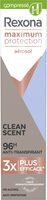 Rexona Déodorant Aérosol Compressé Femme Anti-Transpirant Maximum Protection 96H Clean Scent 100ml - Tuote - fr