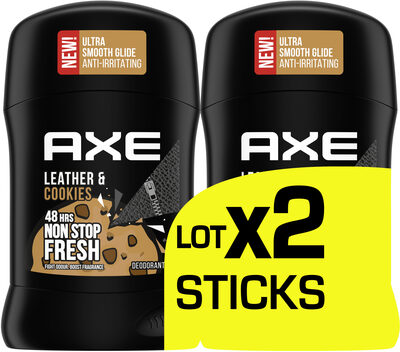 AXE Déodorant Homme Stick Collision Cuir & Cookies 48 h Non-Stop Frais Lot 2x50ml - Product - fr