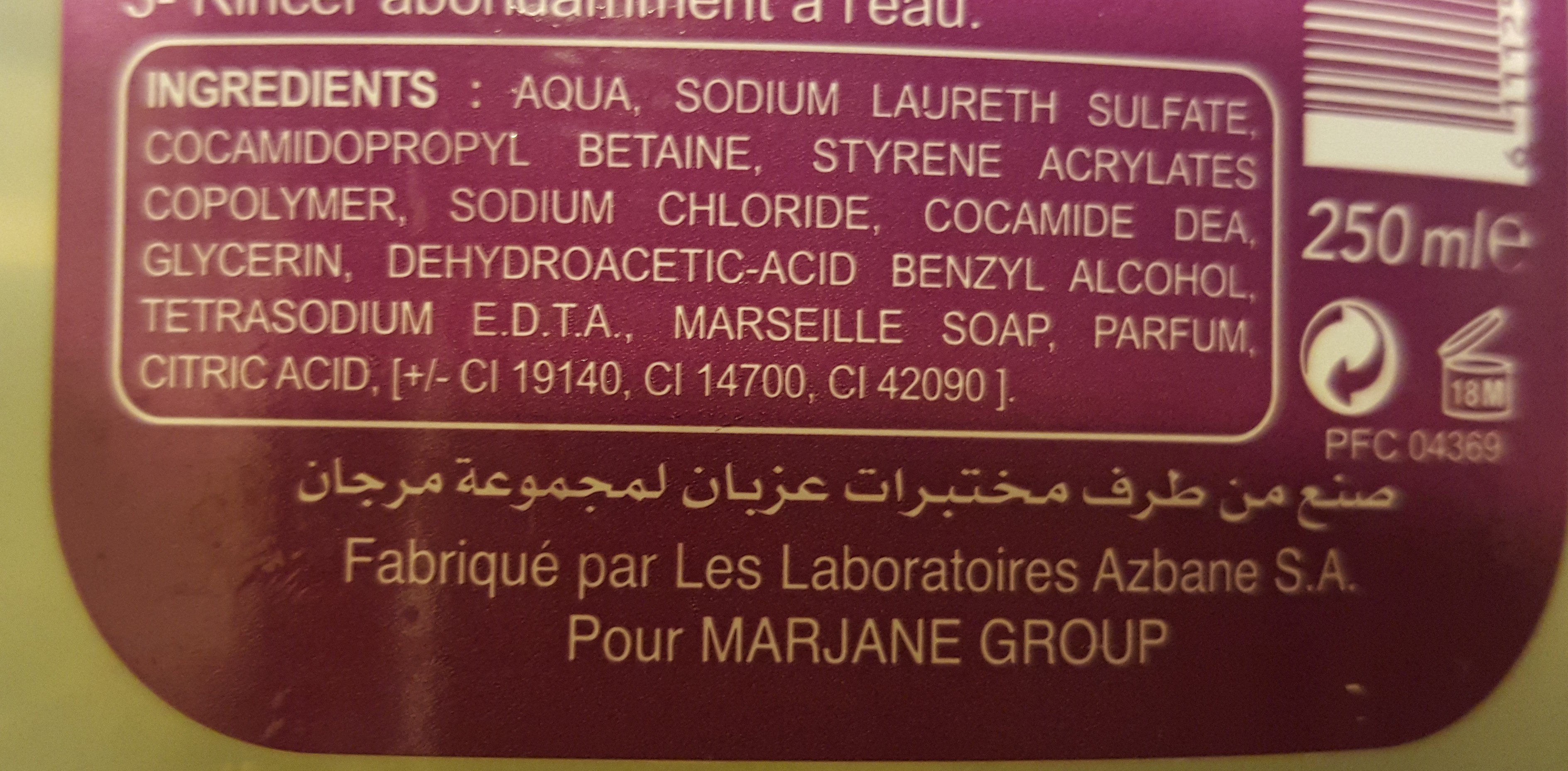 savon liquide - Ingredientes - fr