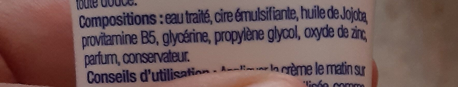 crème hydratante visage - Ingredientes - fr