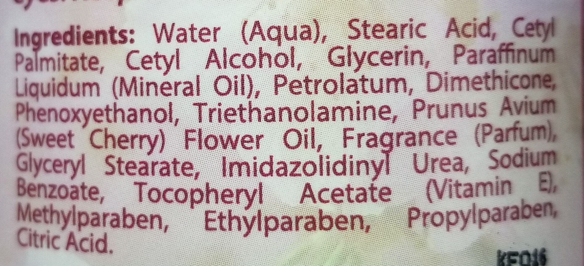 Cherry Blossom Mineral Body Lotion - Inhaltsstoffe - en