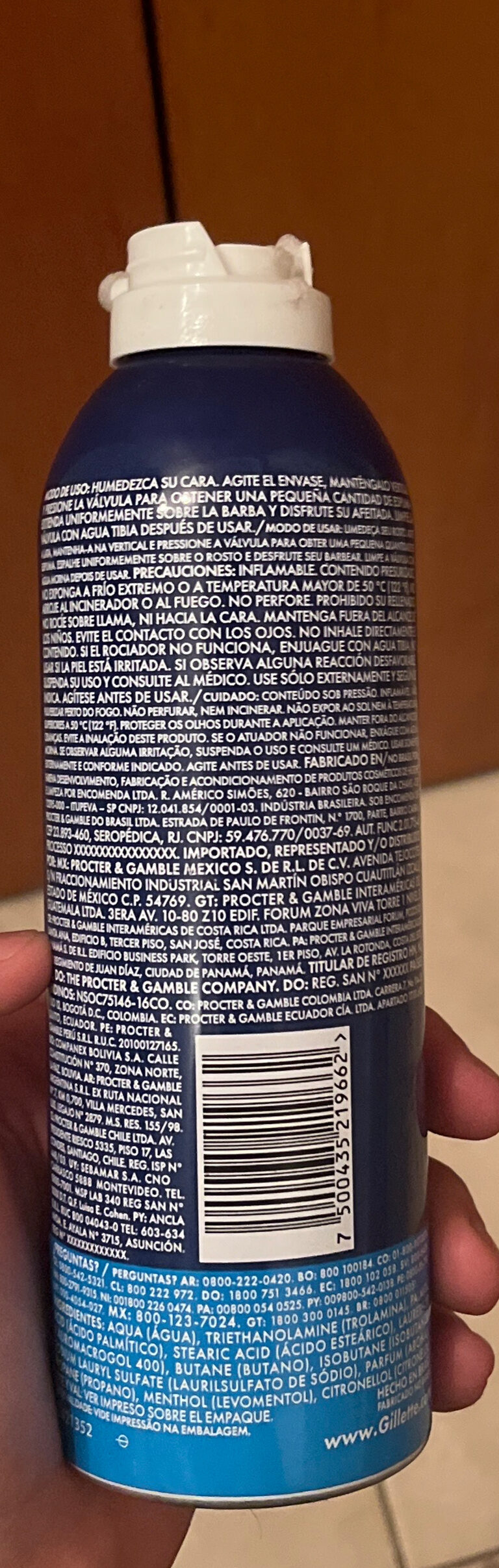 Gillette foamy mentol - Ingredients - es