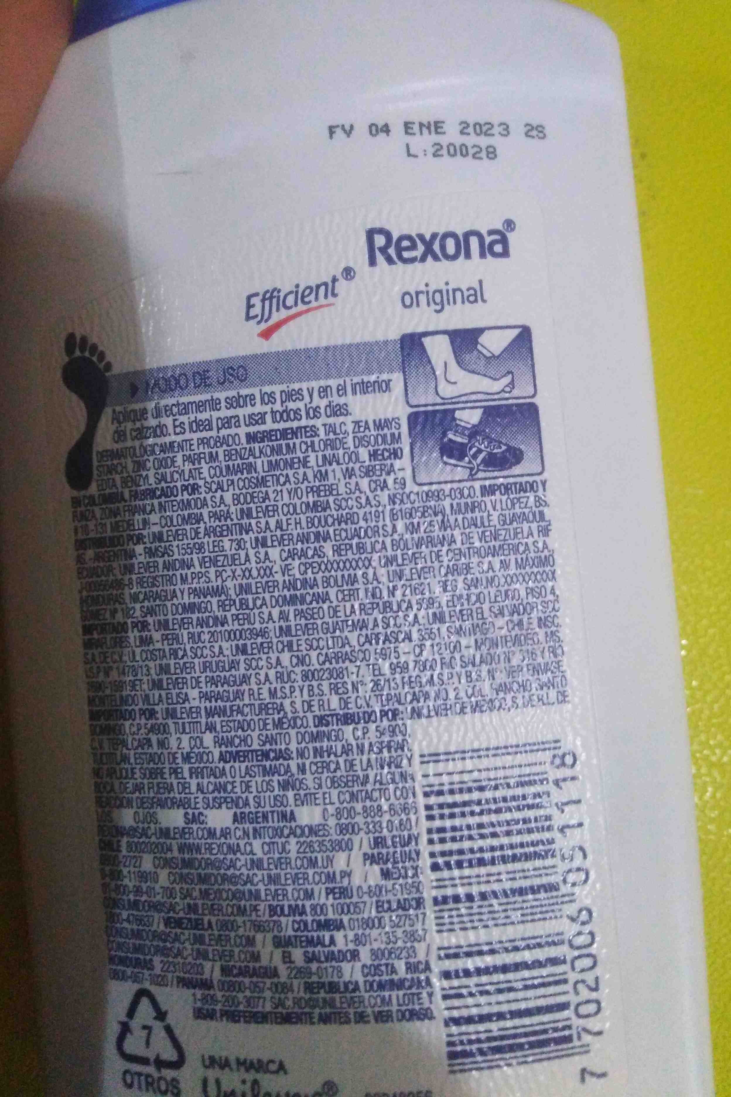 Rexona - Ingrédients - en