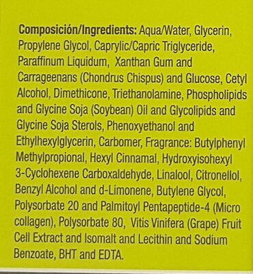 Cell active hidro cream - Ingredientes - es