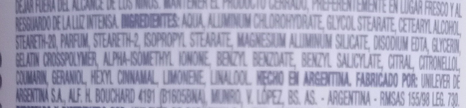 Rexona odorono - Ingredients - es