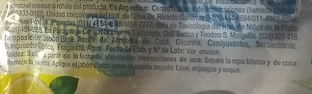 Jabón Guaira Deluxe con Glicerina - Ingredients - es
