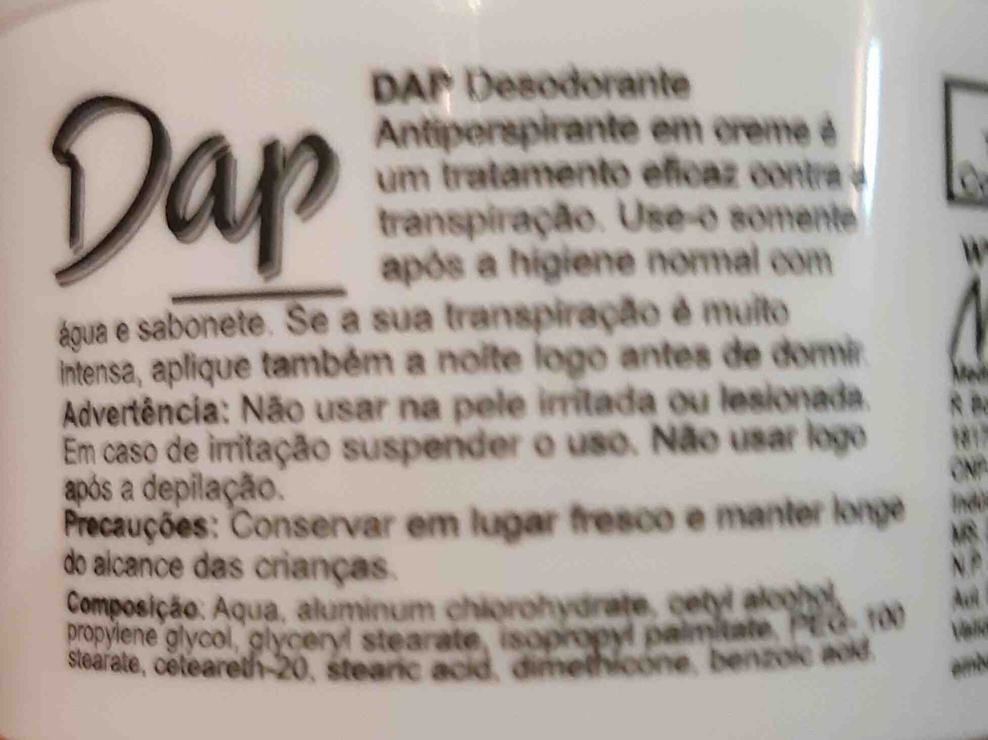 Dap desodorante - Ainesosat - en