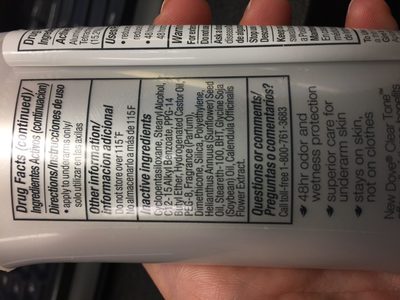 Dove clear tone Deodorant - Ingredients - en