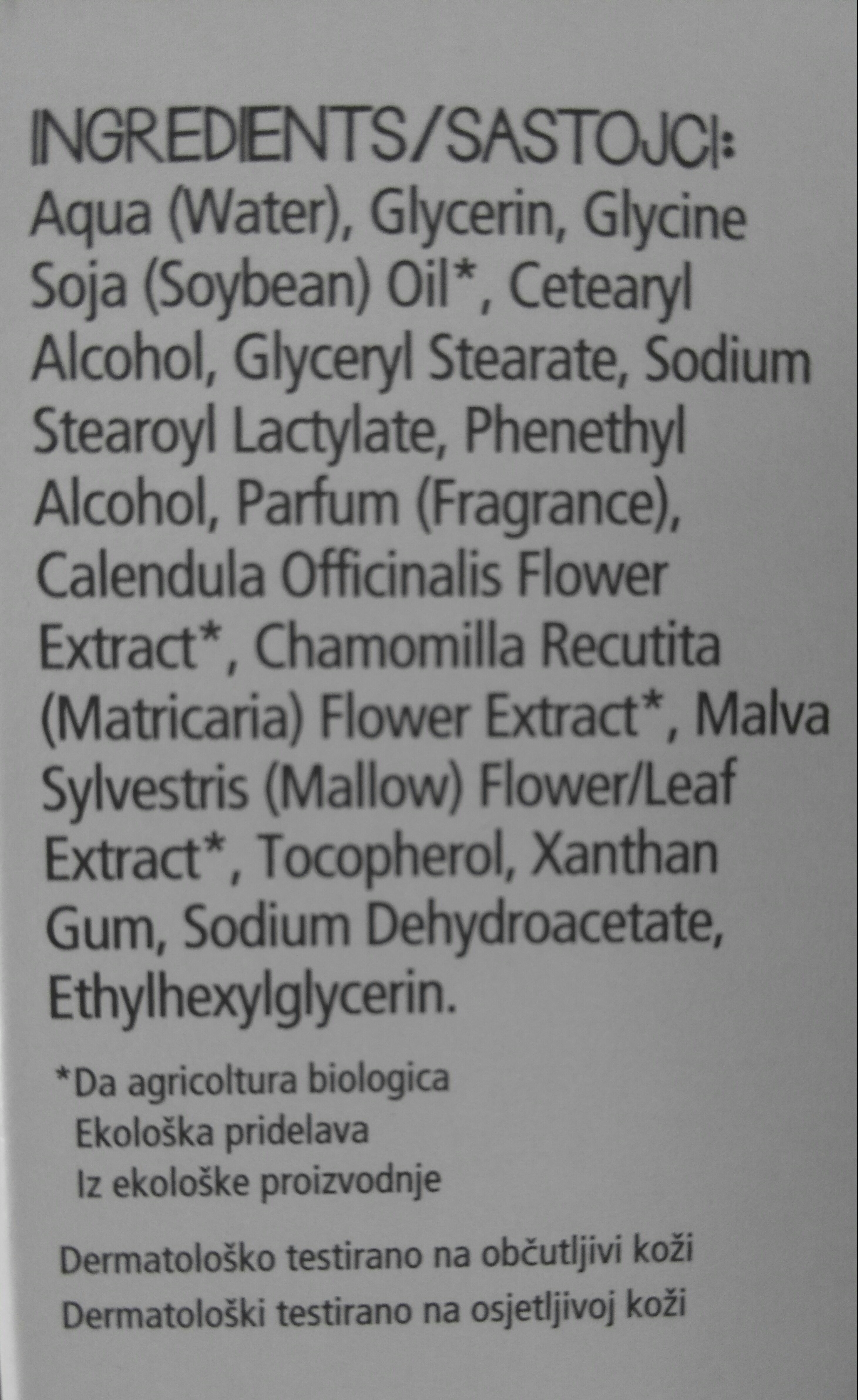 crema idratante e lenitiva per pelli sensibili - Ingredientes - it