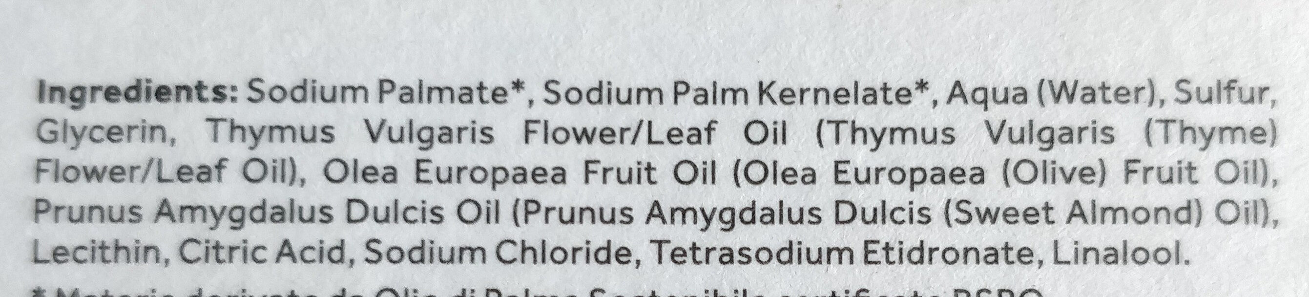 saponetta vegetale allo zolfo purificante - Ingredients - it