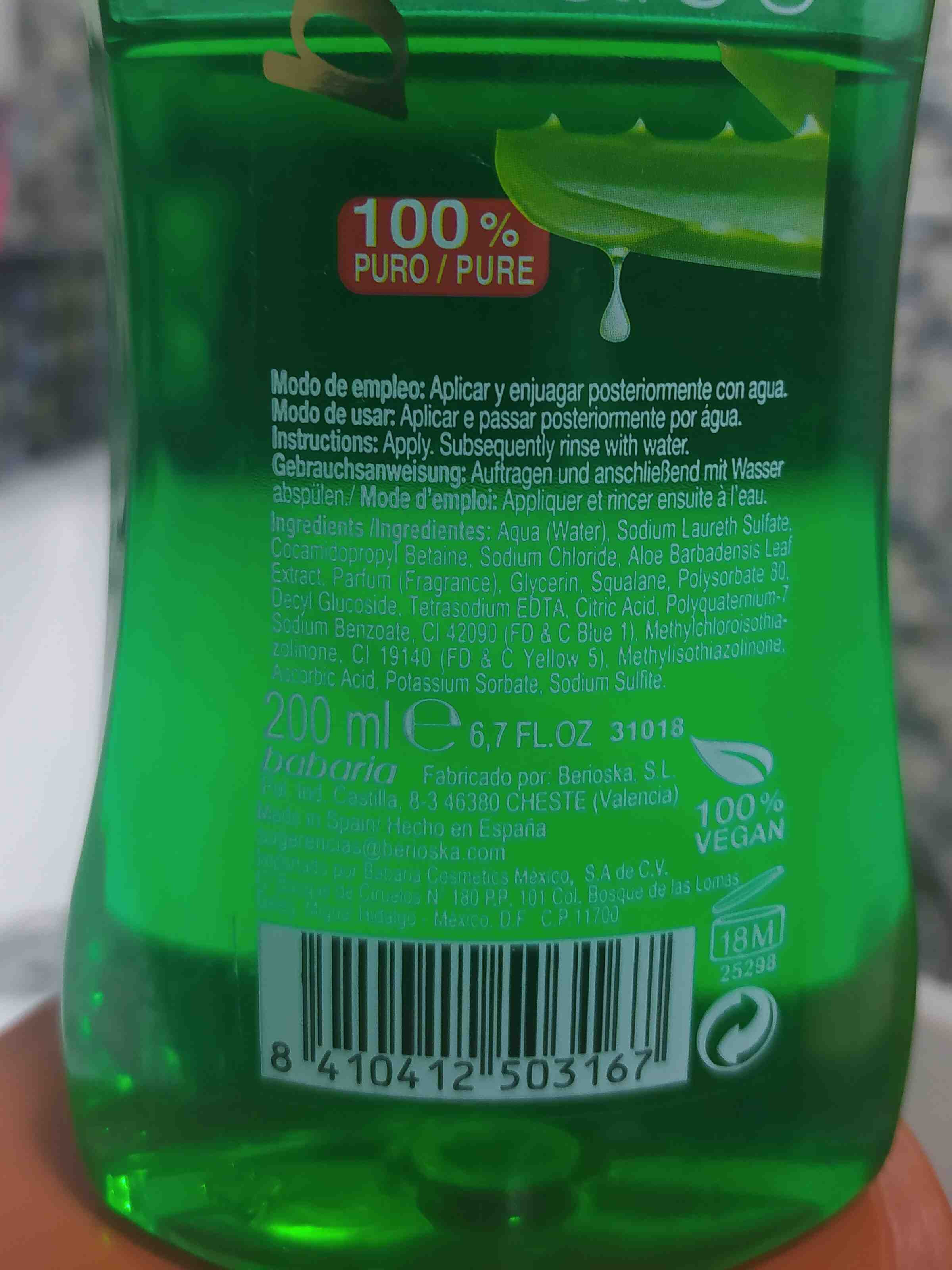 Gel + champú tonificante aloe vera - Inhaltsstoffe - en