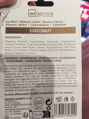 idc institute coconut - Ainesosat - en