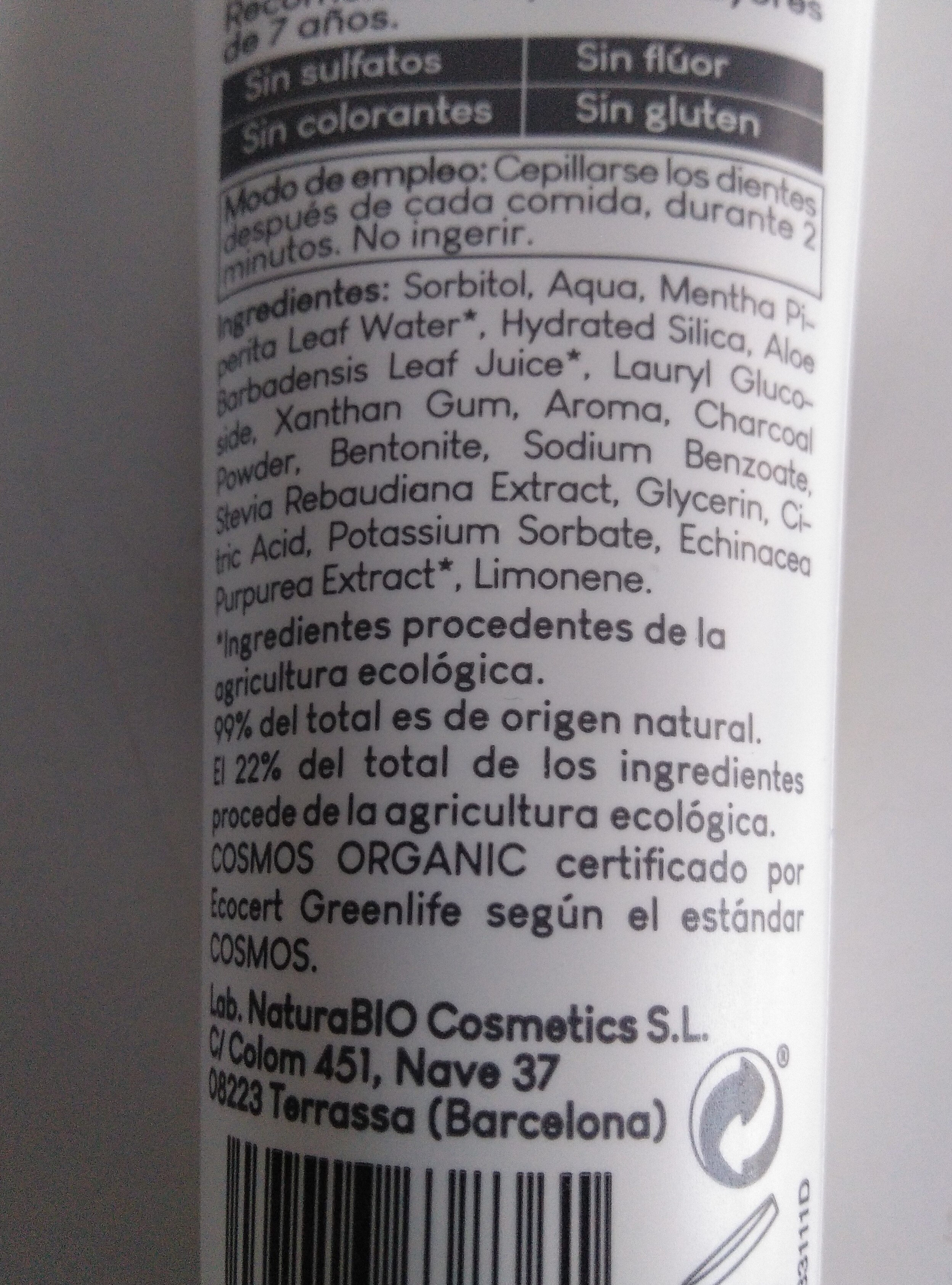 Natura bio cosmetics dentífrico blanqueador - Ingredientes - es