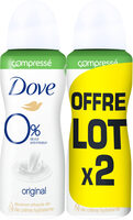 Dove 0% Déodorant Femme Spray Compressé Original 100ml Lot de 2 - Tuote - fr