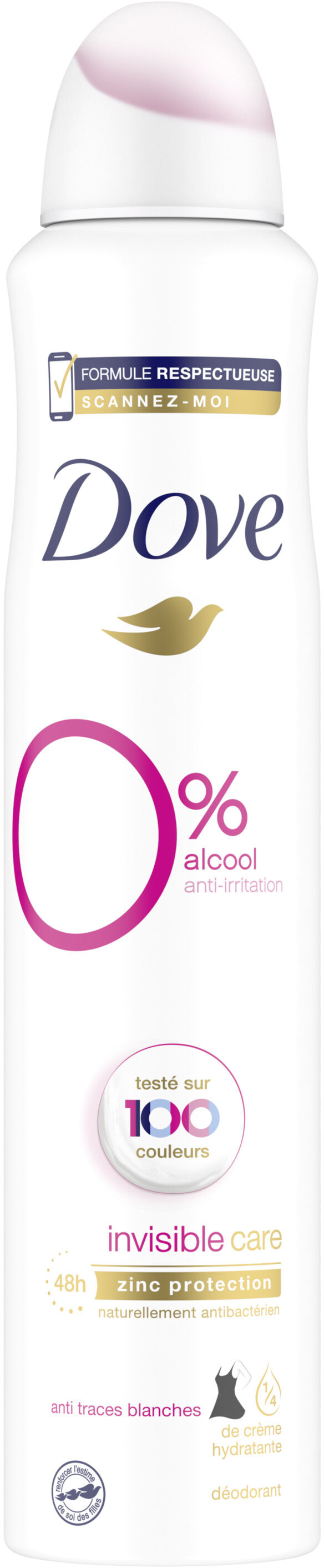 DOVE 0% Déodorant Femme Spray Anti-irritation Invisible Care 200ml - Produto - fr