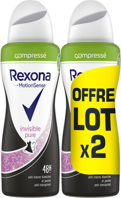 REXONA Déodorant Femme Spray Anti Transpirant Invisible Pure 2x100ml - Produit
