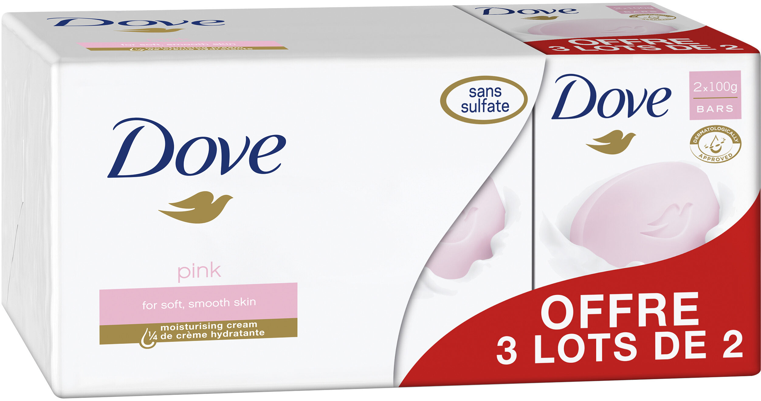 Dove Savon Pain de Toilette Pink Lot 2x100g - Product - fr
