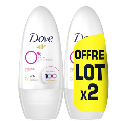 DOVE Déodorant Femme Bille Invisible Care 0% 2x50ml - 2